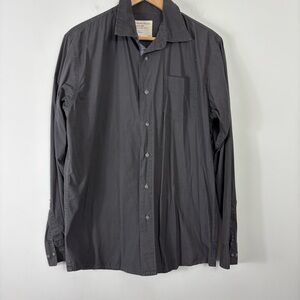 Wrangler Cotton Button Up Mens M Charcoal Gray Long Sleeve Collared Comfort